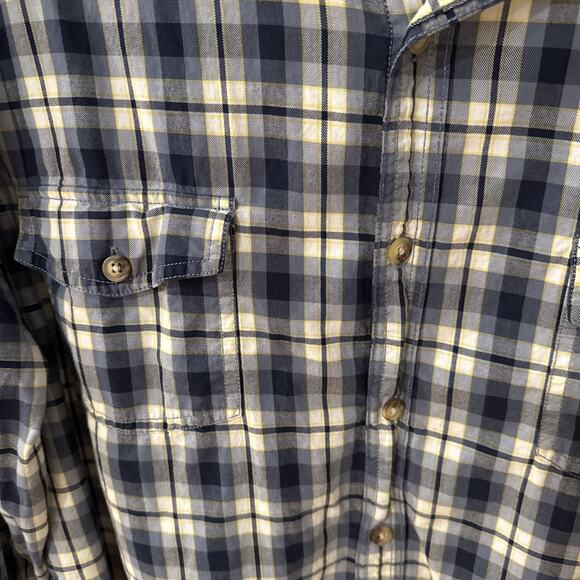 Alesbury Mens Slim Fit Navy Yellow White Plaid Button Down Shirt Extra Large - Picture 2 of 7